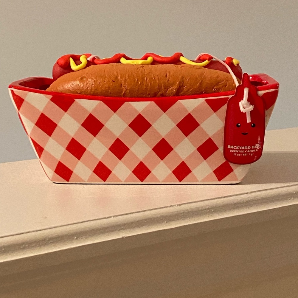 Red Checkered Hot Dog Candle NWT